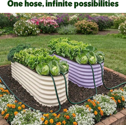 Flat Soaker Hose 150ft (75ft 2-Pack) for Garden // Drip Hose for Garden Beds, Lawns and Trees // Heavy Duty Leakproof Design with Quick Connect // Linkable Irrigation System for Vegetables and Flowers