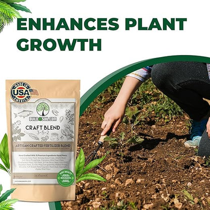 BuildASoil Fertilizer for Vegetable Garden and Organic Plant Food | Hand-Crafted Organic Fertilizer with 15 Premium Ingredients | Ensures Larger Plants and More Fragrant Flowers (10 LB - Medium Bag)