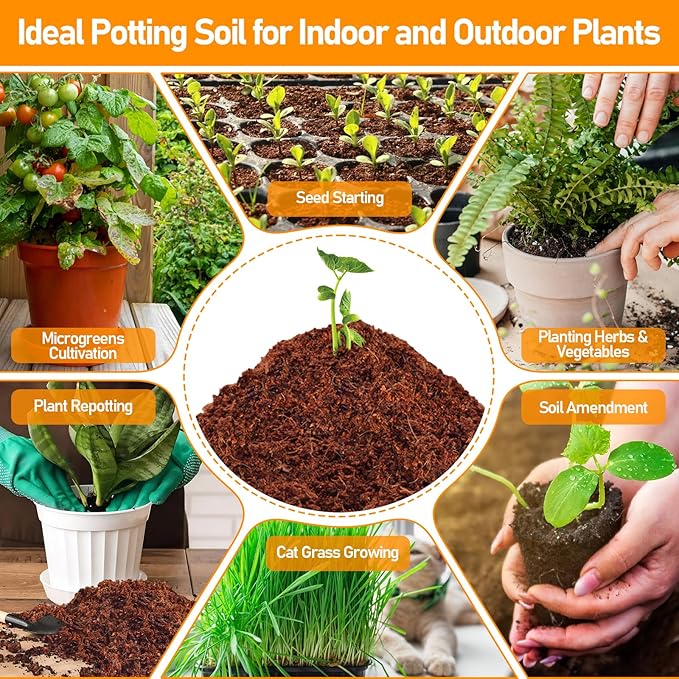 Legigo 50 Pcs 30mm Coco Coir Pellets Seed Starter Soil Mix- Organic Coconut Coir Potting Soil Pods for Seedling, Coco Peat Soil Discs for Indoor & Outdoor Plants Bonsai Herbs Vegetables and Flowers