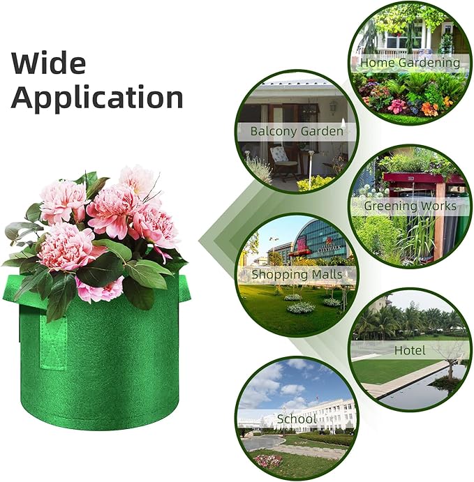 12 Pack 20 Gallon Plant Grow Bags, Thickened Nonwoven Fabric Pots with Handles, Vegetable Planter Bags Containers, Cloth Planters for Garden Vegetable/Flower/Plant/Fruits Outdoor (Green)