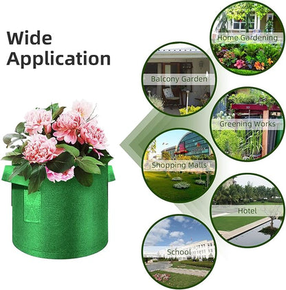 12-Pack 7 Gallon Plant Grow Bags, Thickened Nonwoven Fabric Pots with Handles, Vegetable Planter Bags Containers, Cloth Planters for Garden Vegetable/Flower/Plant/Fruits Outdoor (Green)