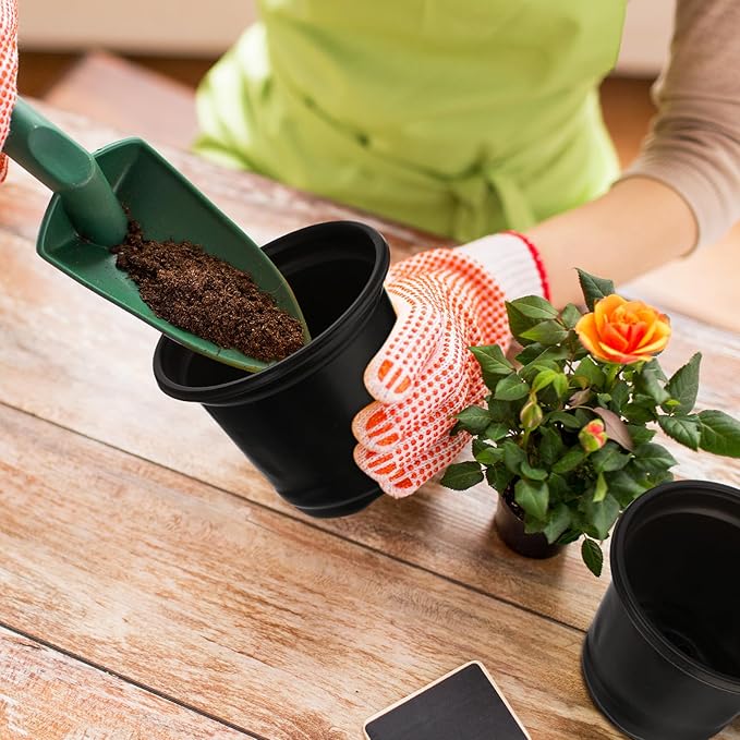 Geosar 500 Pcs Nursery Pots Plastic Plant Pots with Drainage Holes Flower Plant Container Plastic Seed Starting Pot for Transplants Succulents Cactus Indoor Outdoor Garden Yard (4 Inch)