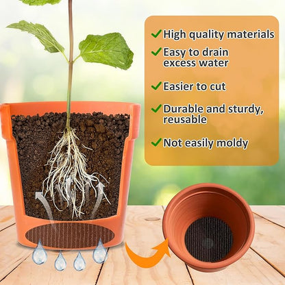 3Pcs Round Pot Mesh Drainage Discs Double Layer Plant Pot Hole Insert Pads Cutable Bonsai Pot Bottom Grid Mat Mesh Reusable for Indoor Outdoor Potted Plant Prevent Soil Loss Keep Roots Healthy 14inch