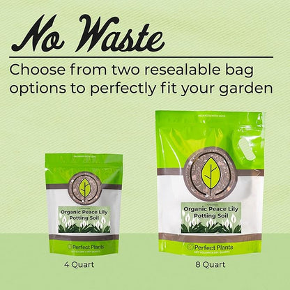 Organic Peace Lily Potting Soil by Perfect Plants | Organic Premium Mix | Use with Peace Lily, Pothos, or Other House Plants (4qt)