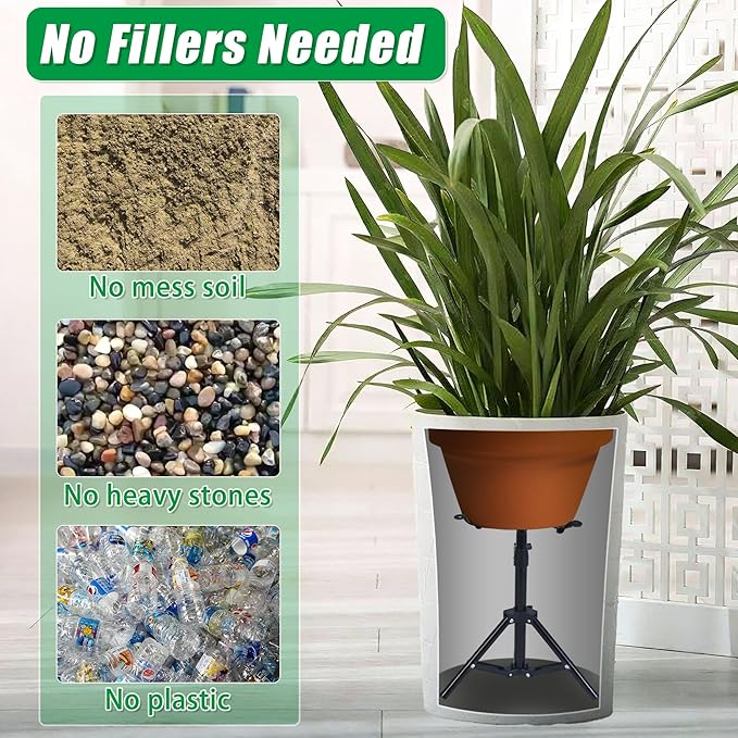 Adjustable Plant Risers for Inside Pots, 12-22" Rise Planter Inserts for Large Pots, Planter Lift Stand Pot Filler Plant for Indoor Outdoor Tall Taper Planters Containers (4.3-8.6" Top and Base)