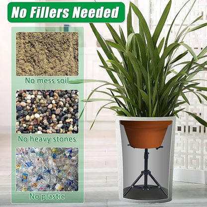 Adjustable Plant Risers for Inside Pots, 12-22" Rise Planter Inserts for Large Pots, Planter Lift Stand Pot Filler Plant for Indoor Outdoor Tall Taper Planters Containers (4.3-8.6" Top and Base)