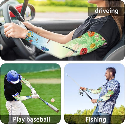 Buwuta Garden Sleeves for Women Dragonfly Sun Protection Sleeves Anti-Scratch Arm Cooling Sleeves for Farmers Sports