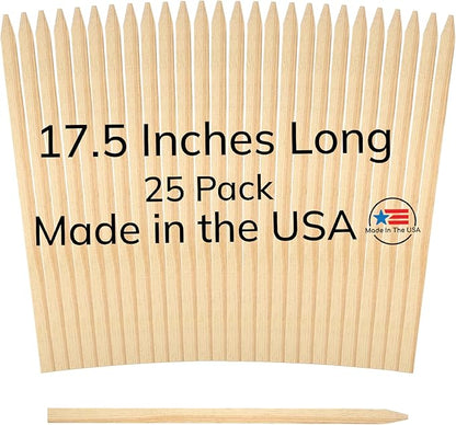 25 Pack 17.5" Wood Stakes for Garden Marking Survey Grading Paint Stirring Stick Model Building Landscaping Plant Support and Crafts 17.5 Inch Made in The USA by LABELSPLASH