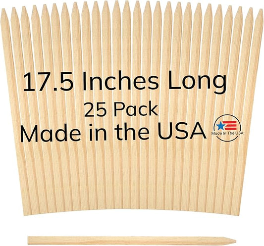 25 Pack 17.5" Wood Stakes for Garden Marking Survey Grading Paint Stirring Stick Model Building Landscaping Plant Support and Crafts 17.5 Inch Made in The USA by LABELSPLASH