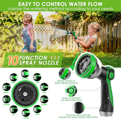 Stainless Steel Garden Hose 25 ft - 304 Stainless Steel Kink-Free Metal Water Hose with Shut-Off Valve & Hose Straps, Heavy Duty, Rust/Puncture Proof for Yard, Lawn and Car Washing, 25 Feet
