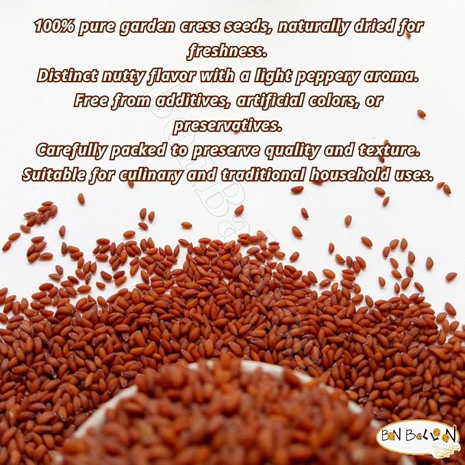 Egyptian Garden Cress Seed Seeds Pure Natural Herbal Herb Herbs Herbals (1 Pack = 8.82 oz / 250 gm) Seasoning Spice Spices Bulk Egypt Arab Arabic Arabian No Additives Non Gmo Kosher Halal حب الرشاد