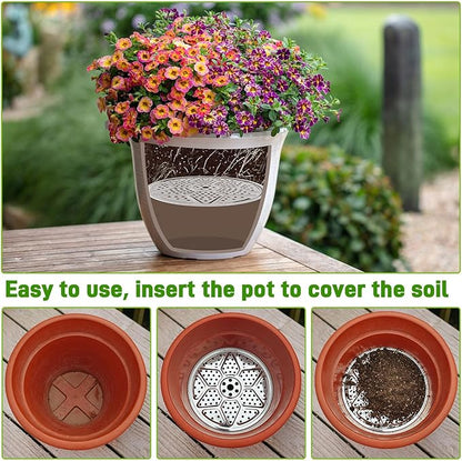 6-Pack 10/11/13-Inch Round Planter Insert, Planter Inserts for large Pots with Drainage Holes, Use Less Potting Soil, Plant Risers for Inside Pots for Tall or Short Planters for Indoor & Outdoor Use