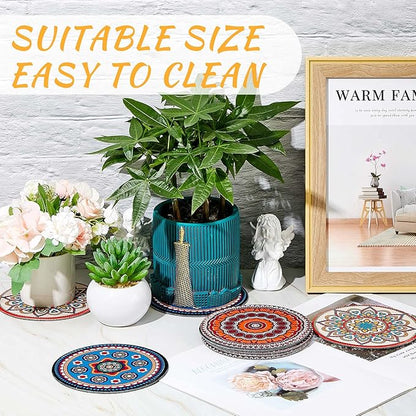 6 Pcs Boho Plant Pot Mat Absorbent Non Slip Round Pot Coaster Pad Gardening Indoor Outdoor Flower Plant Protect for Table Desk Floor, 5.9 Inches