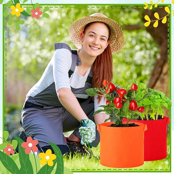 Colored Fabric Grow Bags Bulk Colorful Plant Grow Bags Nonwoven Fabric Pots with Handles Seeds Vegetables Tomato Planter Grow Buckets for Outdoor Garden Fruits Flower, 10 Colors(20 Pack,3 Gal)