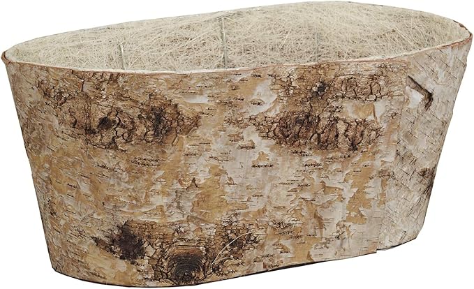 Napco Imports Indoor Outdoor Plant Succulent Herb Flower Pot 6 x 14 Inch Wood Oval Birch