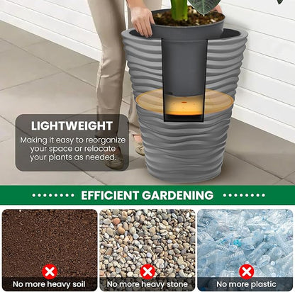 2-Pack Round Planter Insert - Plant Pot Insert with Drainage Holes, Use Less Potting Soil, Planter Accessories for Indoor & Outdoor Use (18 inch)