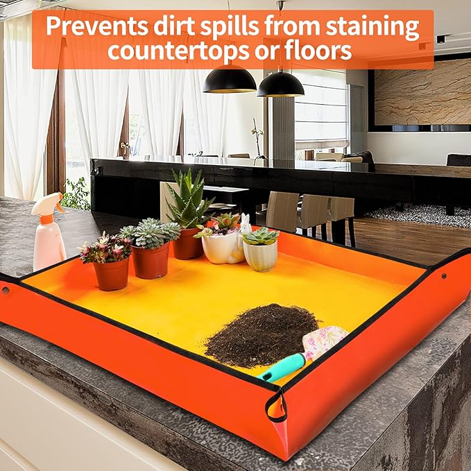 Large Repotting Mat for House Plants Transplanting and Potting Soil Mess Control, Unique Gardening Gifts for Women & Men Mom Birthday Gift Plant Lover Gifts