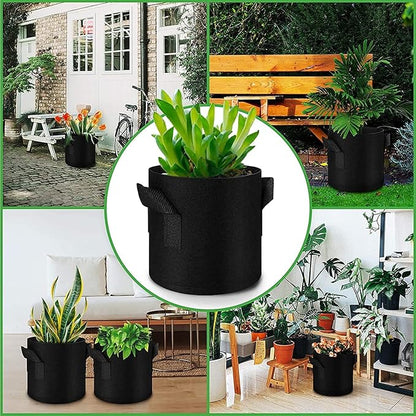 Plant Grow Bags 10 Gallon 5 Packs Planter Pot, Thickest Aeration 300G Non-Woven Fabric, Reinforced Handles for Weatherproof Nursery Pot, Enhanced Double Seam