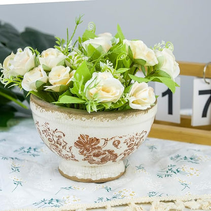 Vintage Ice Crackle Grazd Ceramic Flower Pot with Drainage Holes, 4.33 Inch Rustic Planter for Indoor Plants, Outdoor Garden, Farmhouse Gift Tuscan Decor (Red)