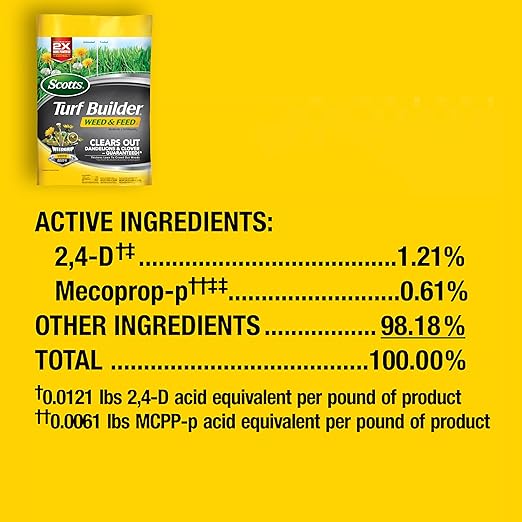 Scotts Turf Builder Weed and Feed3 - Weed Killer Plus Lawn Fertilizer, Controls Dandelion and Clover, Grass Fertilizer For Up To 15,000 sq. ft., 42.87 lbs.