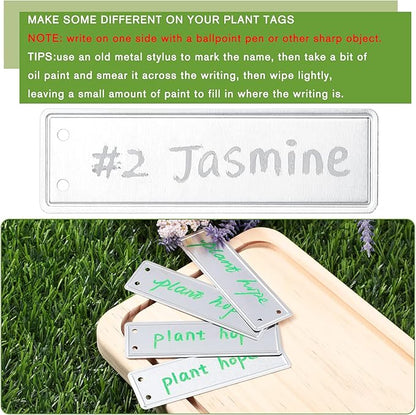 Hotop 300 Pieces Metal Plant Tags with Wires 1 x 3.25 Inches Double Sided Blank Metal Plant Labels Waterproof Aluminum Label Tag for Indoor Outdoor Gardening Nursery Supplies