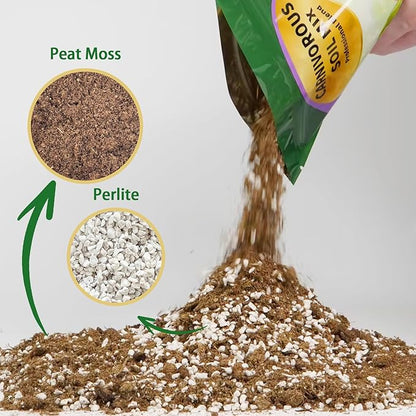 Carnivorous Plant Soil Mix 2qt, Pure Peat Moss and Perlite Mixture for Venus, Pitcher, Butterwort, Nepenthes, Sundew