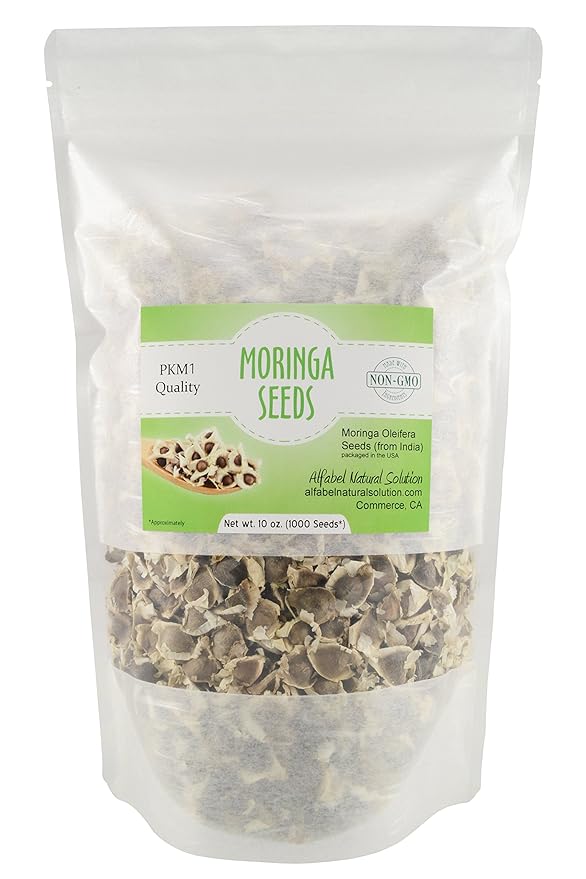 Moringa Oleifera Seeds Non-GMO PKM1 Premium Quality - Organically Grown - 10 oz. | 283 GMS (1000 Seeds Approximately) Resealable Stand Up Pouch