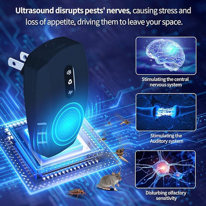 2026 Cvtayn Upgraded Ultrasonic Pest Repellent Indoor Insect Repeller, Pest Control, Repellent Roach, Mouse, Mosquito, Mice, Spider, Bugs, Ant, Rodent Repellent Ultrasonic Plug in,Black 6pack