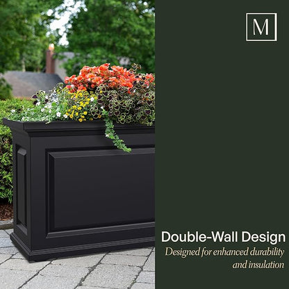 Mayne Nantucket Trough Planter – Self-Watering, Weather-Resistant Planter for Flowers – Durable Outdoor Design for Patio, Porch, or Entryway