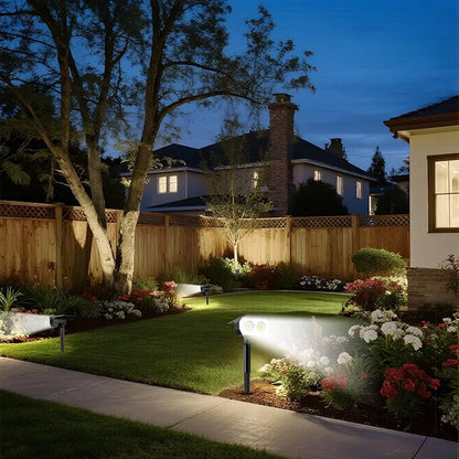 Solar Spot Lights Outdoor,IP65 Waterproof 48LED Path Lights with 3 Lighting Modes, Garden Yard Pathway Pool Wall Lights (Cool White, 4 Pack)