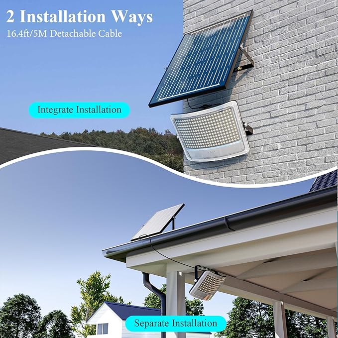 MMKT Solar Flood Lights Outdoor,30000mAh Motion Sensor Outdoor Solar Powered Lights with Remote, IP65 Waterproof Solar Flood Light for Outside, Dusk to Dawn Wall Light for Garage, Patio, Yard