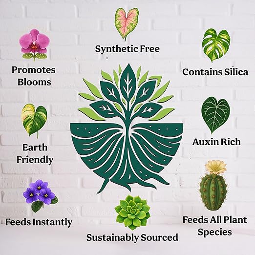 Organic Liquid Indoor Plant Food, Houseplant, Tropical & All-Purpose Indoor Plant Fertilizer, Organic Liquid Fertilizer 5-5-5 with Sea Kelp, 12oz Treats 75 Gallons