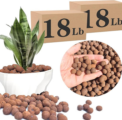 Voulosimi Clay Pebbles Hydroponic Rocks Organic Ceramsite Grow Media for Horticultural,Orchids,Drainage (36LB)