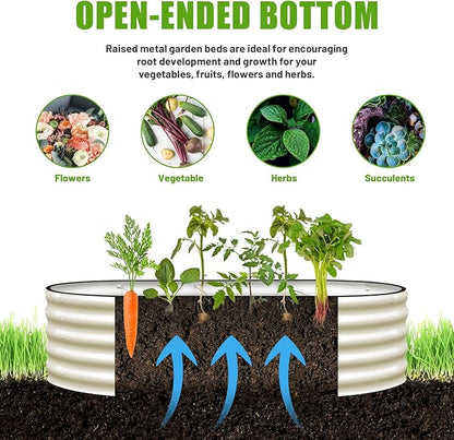 SnugNiture Galvanized Raised Garden Bed, 6x3x1.5ft Oval Metal Planter Box for Planting Outdoor Plants Vegetables