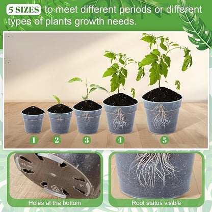 Vesici 32 Pcs 3/4/5/6/7 Inch Large Size Clear Nursery Pots Variety Pack Plant Pots with Drainage Holes Planters for Indoor Plants Flexible Transparent Plastic Plant Bottle Succulents