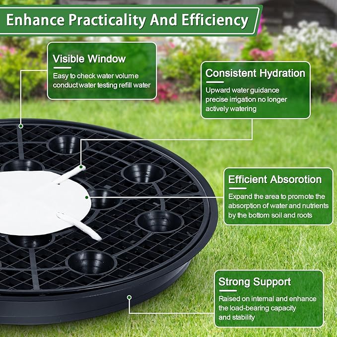 4 Pack 16.5'' Self-Watering Fabric Pot Base - Auto-Irrigation System Plant Saucer for 10 Gallon Fabric Pot, Auto Watering Plant Water Tray Self Watering System for Indoor Greenhouse Grow Tent Garden