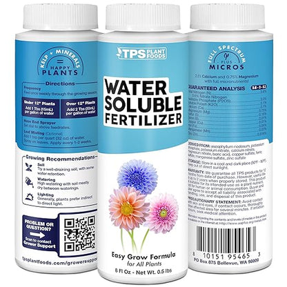 Water Soluble Fertilizer, Complete Liquid Water Soluble Plant Food, 32 oz (1 Quart)