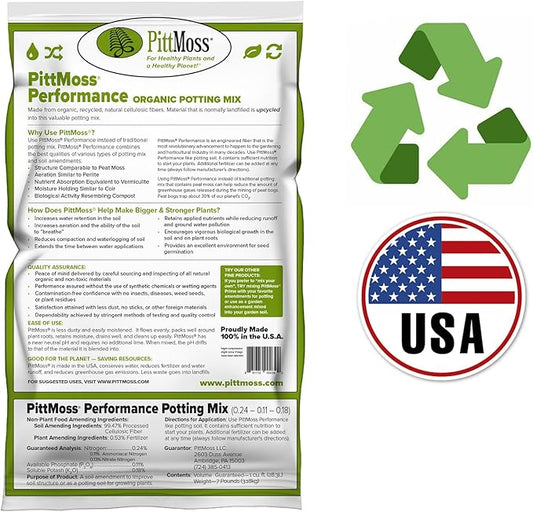 PittMoss Performance Peat Free Potting Mix with Controlled Release Fertilizer, 1 cu ft