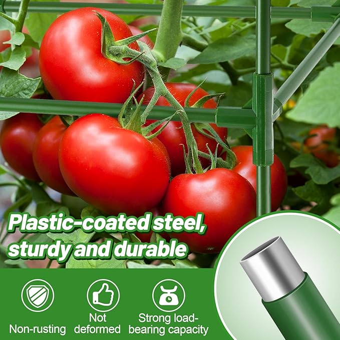 ANPHSIN 3 Sets Tomato Cages with 17 Gallon Grow Bags, 46'' Heavy-Duty Plant Support Trellis Tomato Planter Pots Kit, Garden Vegetables Cucumber Flowers Vertical Climbing Plants Vines