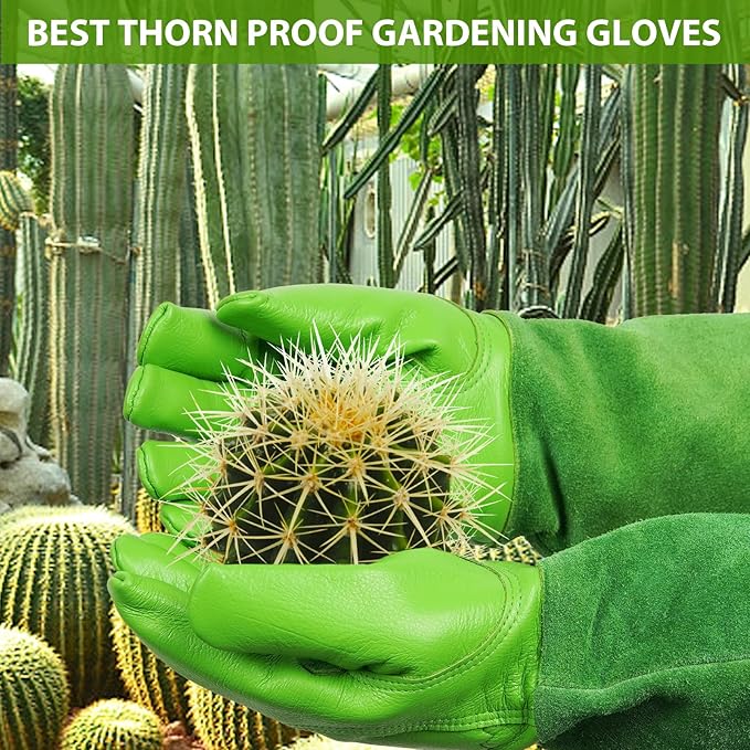Long Gardening-Gloves Women/Men-Thorn proof Rose Pruning Heavy Duty Gauntlet, Best Garden Gifts for Gardener-M