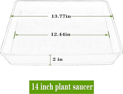 5 Pack Square Plant Saucer 14 Inch, Durable Plastic Plant Trays Plant Pot Saucers, Square Planters for Indoors and Outdoors Plants，Large Plant Saucers for Pots.