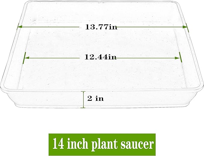 5 Pack Square Plant Saucer 14 Inch, Large Plant Saucers for Pots, Durable Plastic Plant Trays Plant Pot Saucers, Square Planters for Indoors and Outdoors Plants.