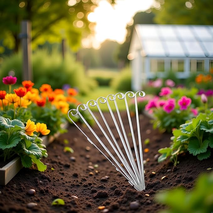 20Pcs Silver Planter Plant Label Hooks Garden Markers Stake Plant Label Holder Plants Label Hanger Garden Plant Sign Stake Rustproof Deformed Gardens Plant Sign Hooks Hanging Rods for Flower (20cm)
