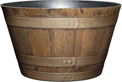 Classic Home and Garden Whiskey Barrel Planter, 20.5", Distressed Oak
