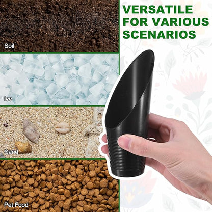 3-Pack Bonsai Soil Scoops, Plastic Garden Soil Scoops Bucket Shovel Potting Scoopers for Transplanting/Flower Planting/Plant Succulent, Colorful Small Gardening Tools [Black]