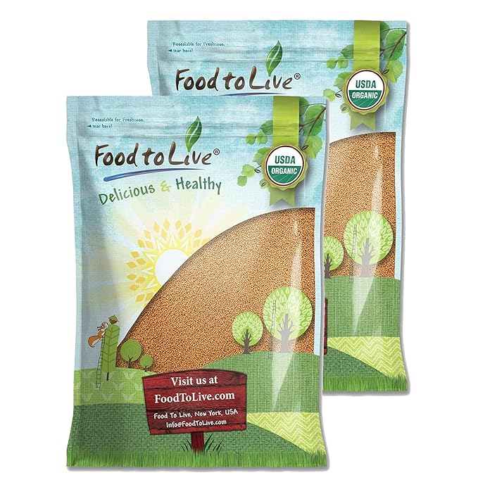 Food to Live - Organic Yellow Mustard Seeds, 20 Pounds - Non-GMO, Whole Dried Spice, Vegan, Kosher, Bulk. Spicy, Pungent Flavor. High in Selenium, Fiber