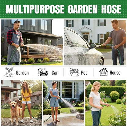 Garden Hose 25 ft NON-EXPANDABLE Water Hose, Flexible & Lightweight Kink Resistant Hybrid Hose, Leak-Proof Heavy Duty, Super Durable Fabric with 3/4" Solid Brass Connectors