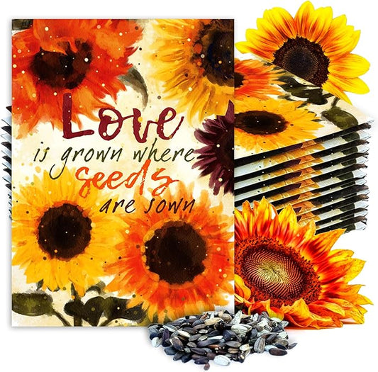 Seed Needs Heirloom Sunflower Seed Packet Favors for Party Events - Pre-Filled & Ready to Hand Out - Great for Weddings, Bridal Showers, Memorials, Fundraisers (20 Packets)