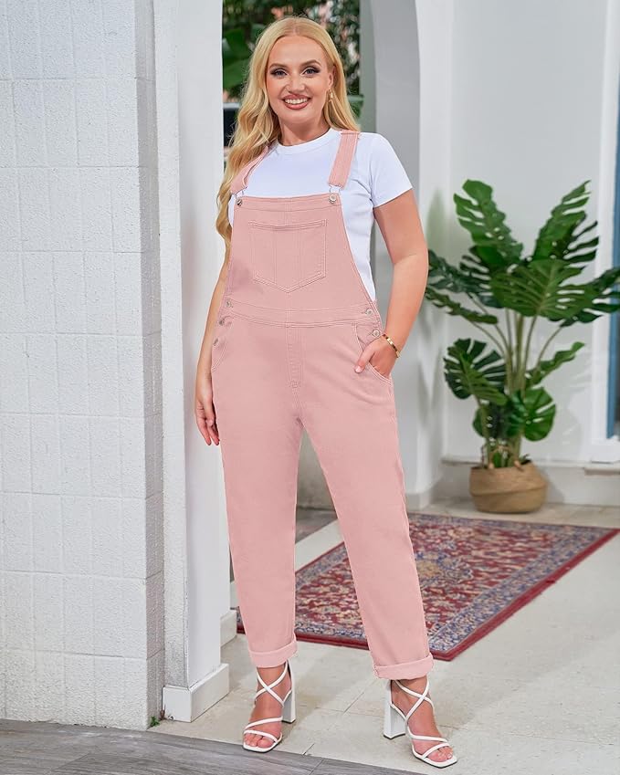 Vetinee Womens Classic Adjustable Straps Pockets Denim Bib Overalls Jeans Pants