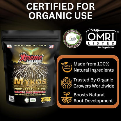 Xtreme Gardening Mykos 2.2 lb – Mycorrhizal Fungi Root Stimulator for Plants – Organic Root Booster for Stronger Roots, Bigger Growth & Higher Yields – Mycorrhizae for Vegetables, Flowers & Trees